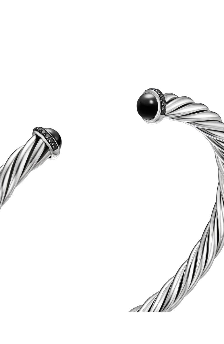 David Yurman Men's Classic Cable Bracelet in Sterling Silver with Black Onyx & Black Diamonds, 6mm, Alternate, color, Silver Pave