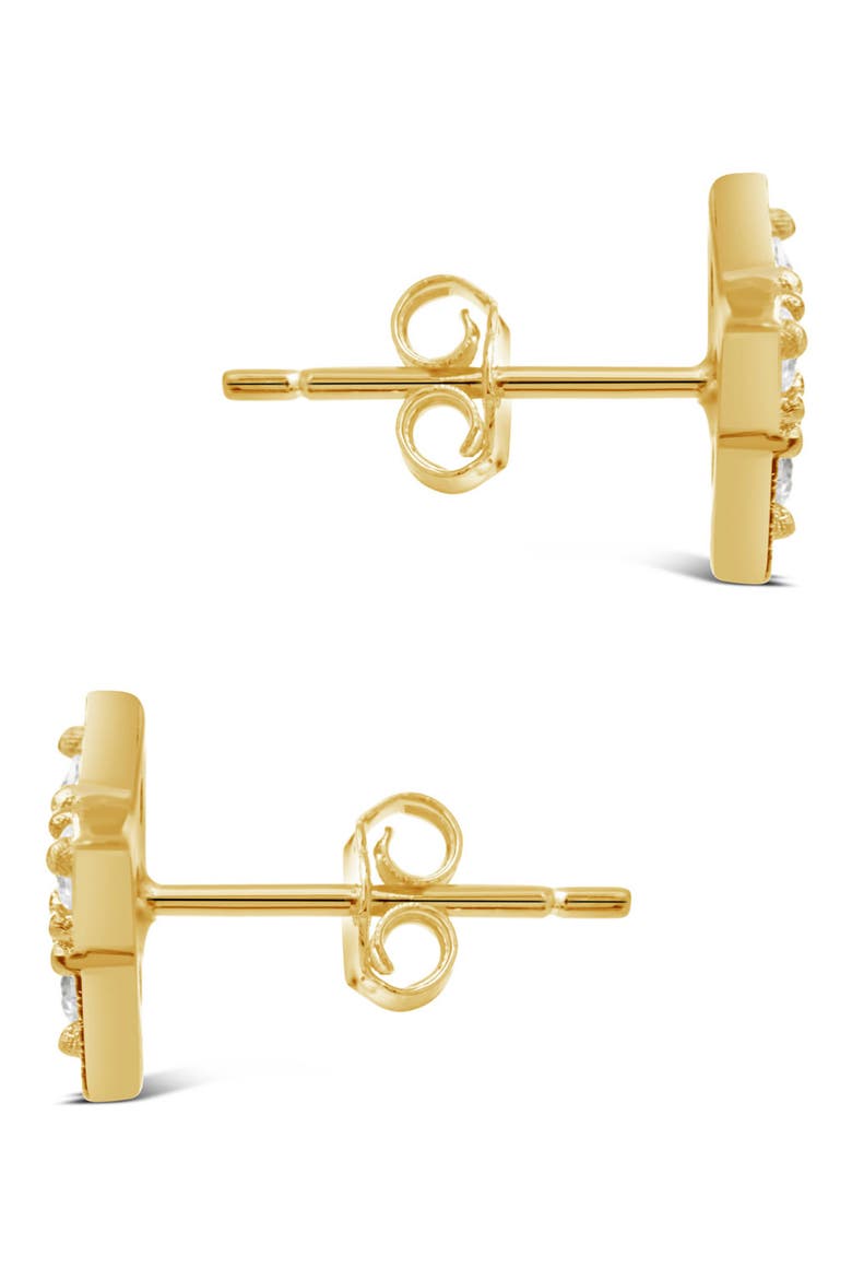 14K Gold Plated Sterling Silver & CZ Dainty Four Pointed Star Stud Earrings, Alternate, color, GOLD
