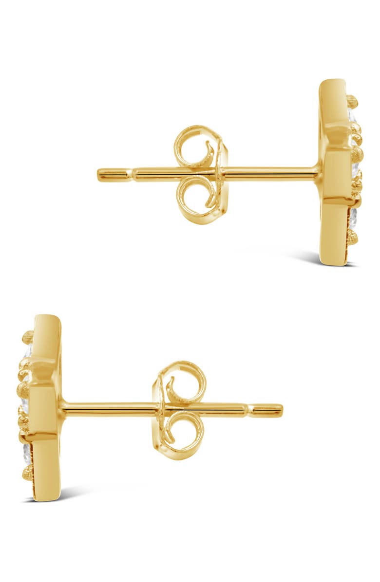 Sterling Forever 14K Gold Plated Sterling Silver & CZ Dainty Four Pointed Star Stud Earrings, Alternate, color, Gold