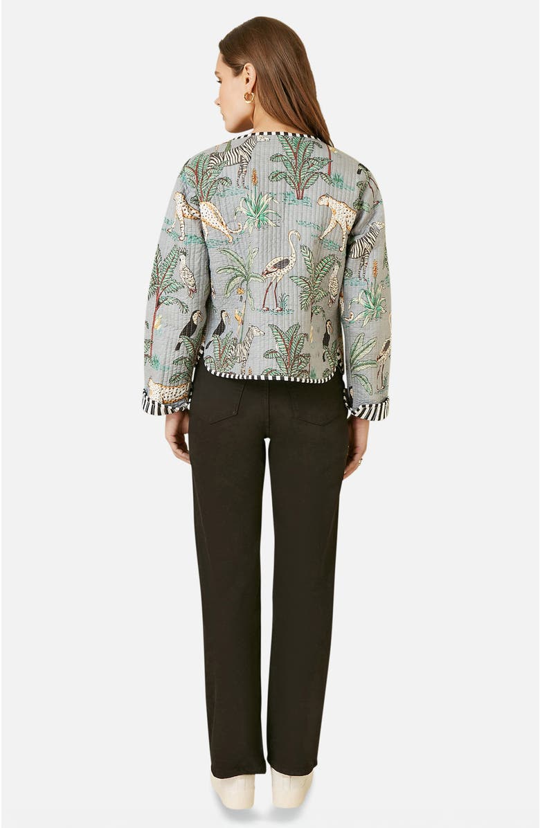 Yumi Animal Reversible Cropped Quilted Jacket, Alternate, color, Grey