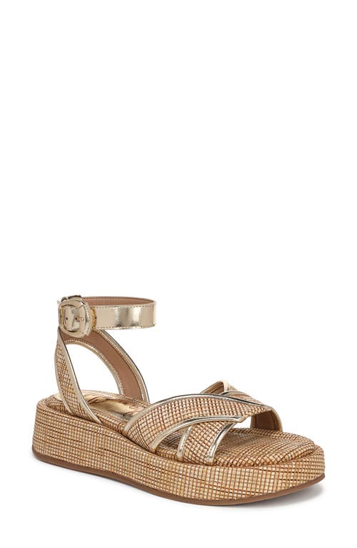 Sam Edelman Nylie Platform Ankle Strap Sandal Sand Dune Multi Faux Raffia In Sand Dune Multi/amber Multi