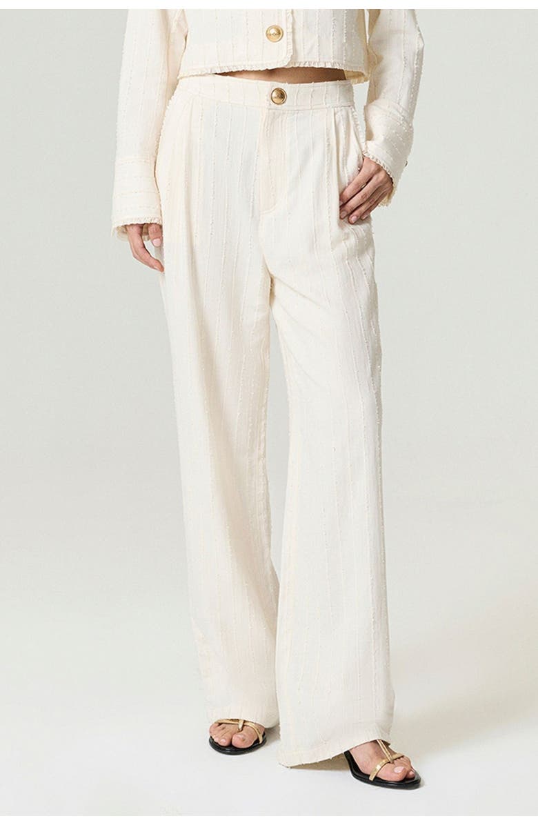 Nocturne Ruffle Trim Detailed Pants, Main, color, Ivory