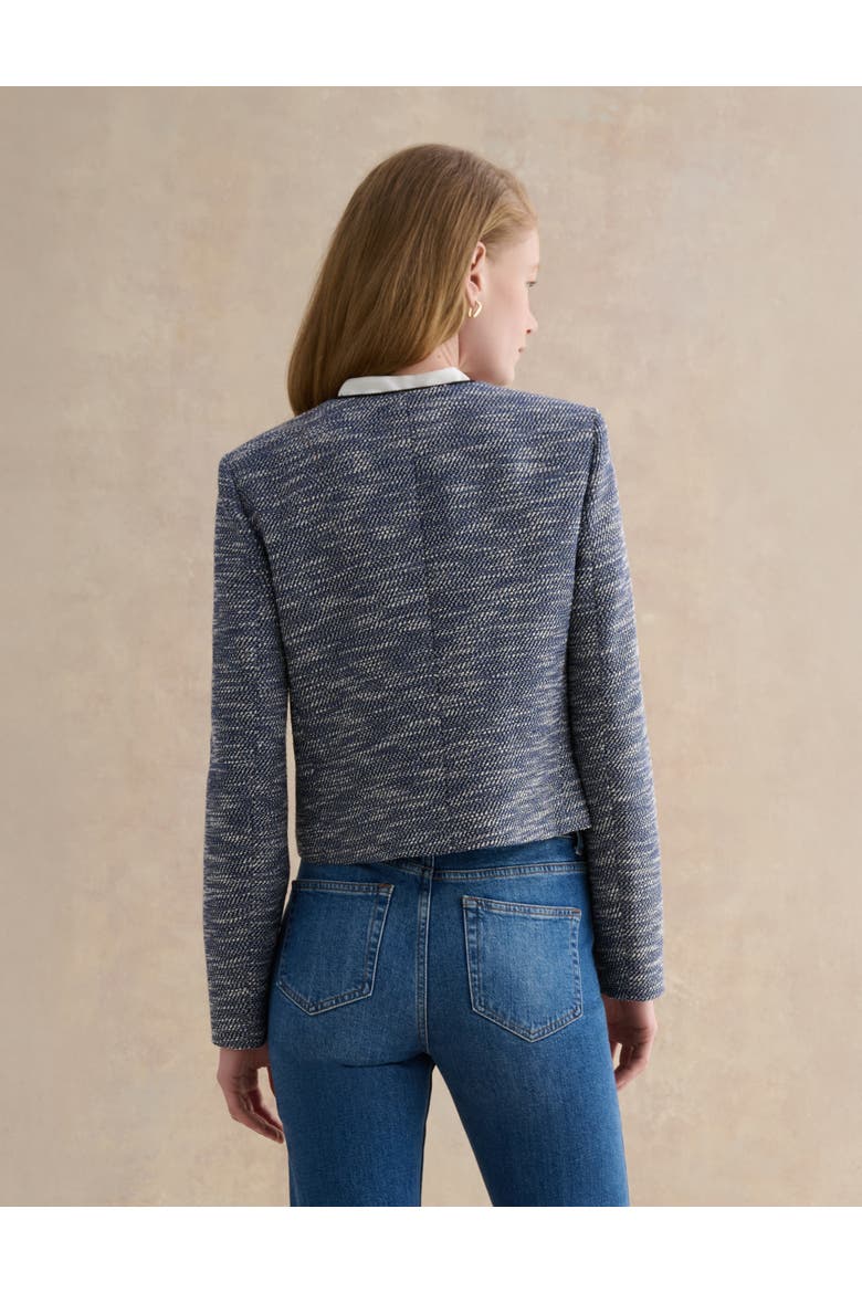 Aleena Cropped Textured Jacket, Alternate, color, Navy White