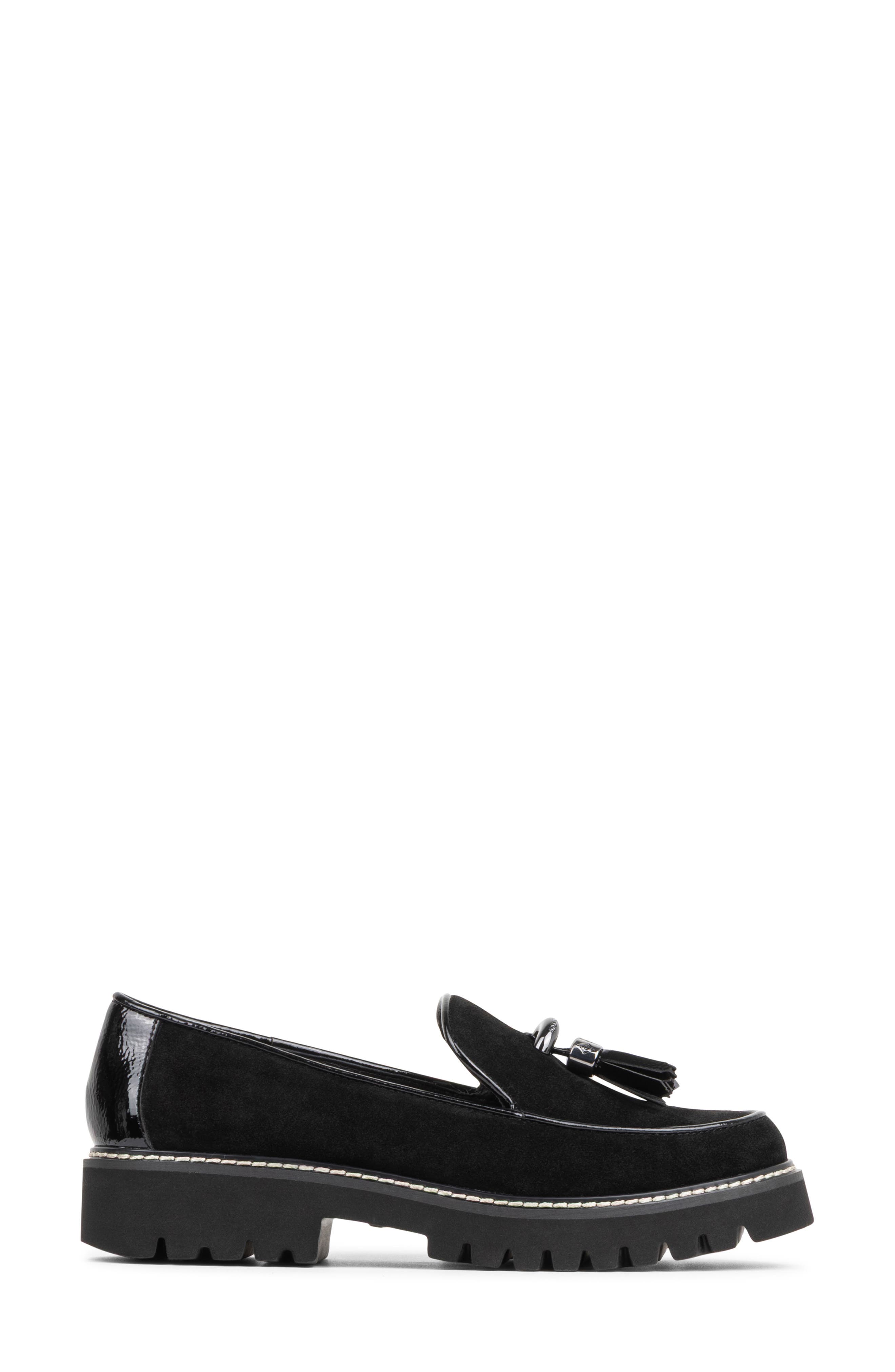 Hadi Tassel Leather Loafer, Alternate, color, BLACK