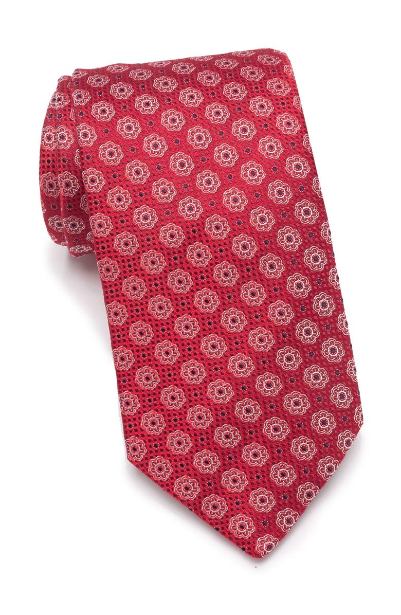 Eton Medallion Silk Tie, Main, color, Pink/Red