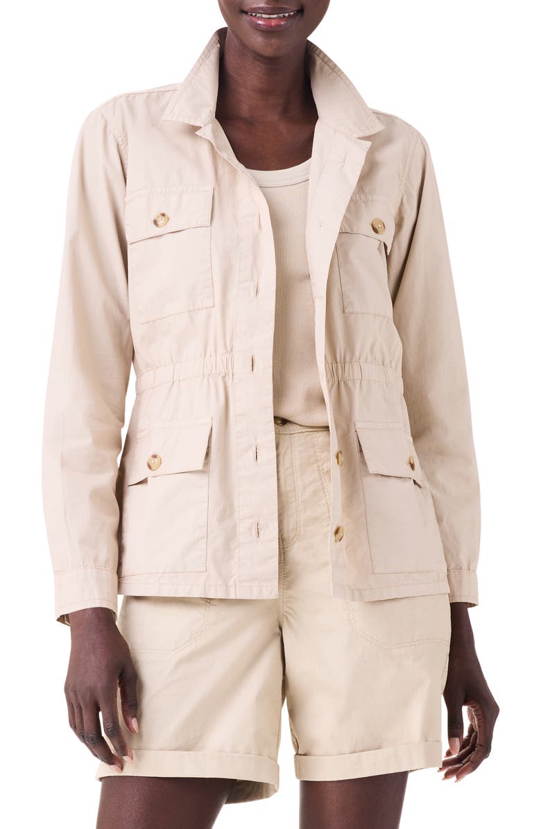 NIC+ZOE Cotton Poplin Jacket, Main, color, Brown Rice
