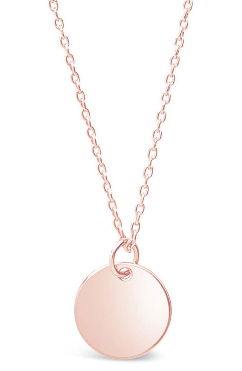 Sterling Forever 14k Rose Gold Plated Sterling Silver Disk Charm Necklace, Main, color, 