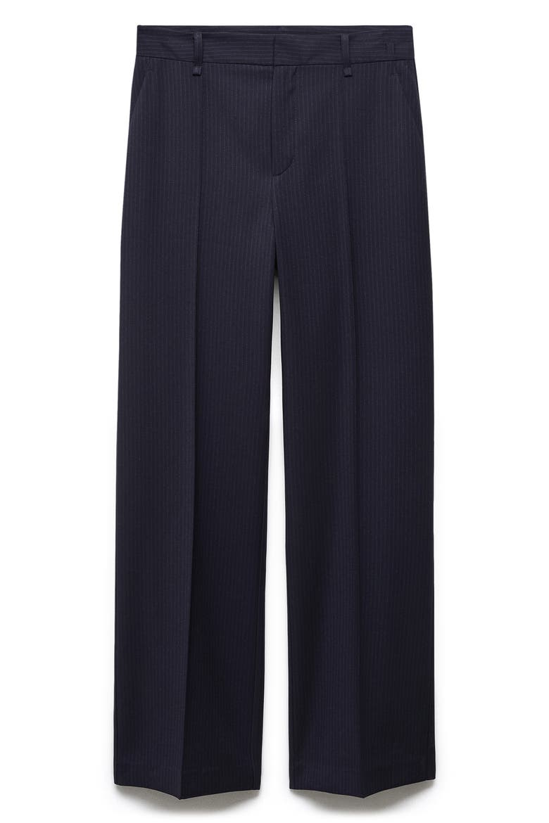 Pinstripe Straight Leg Pants, Alternate, color, NAVY