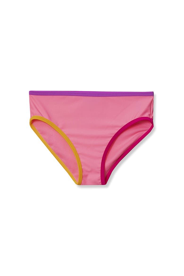 Girls Slim Chlorine Resistant Contrast Bikini Bottoms, Main, color, Pink Cotton Candy