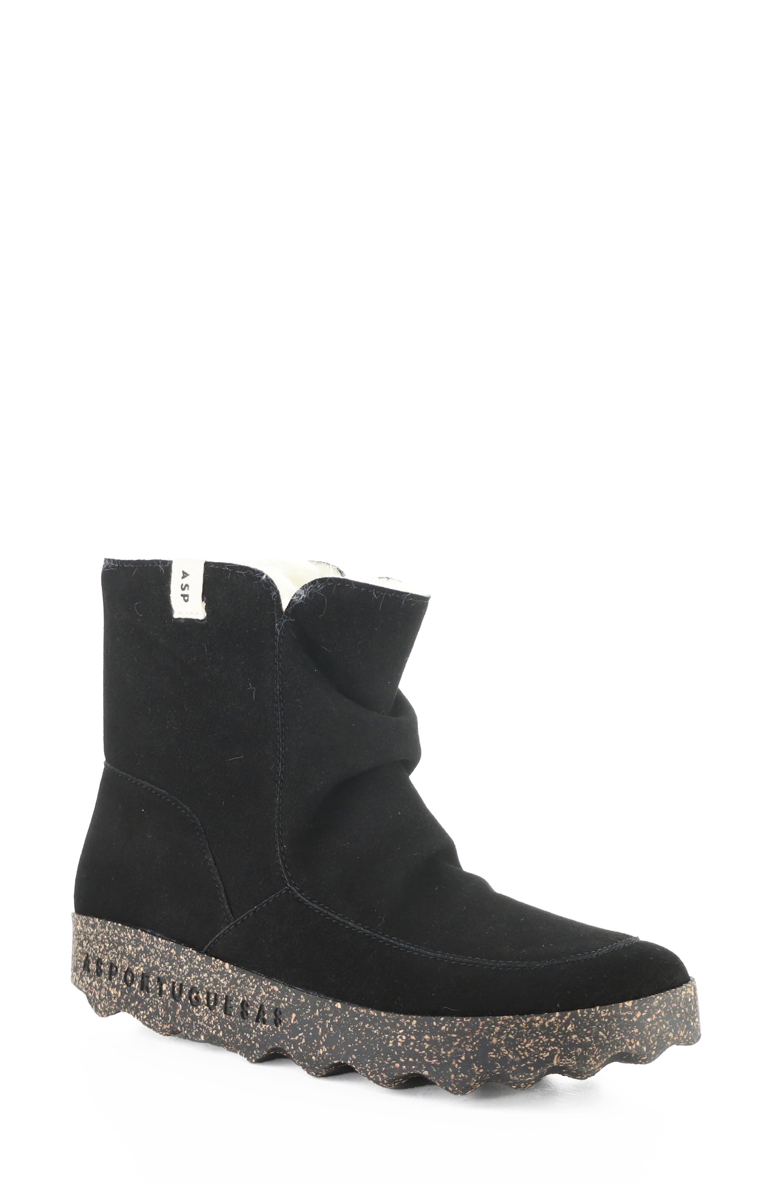 Cuff Faux Shearling Bootie, Main, color, 008 BLACK