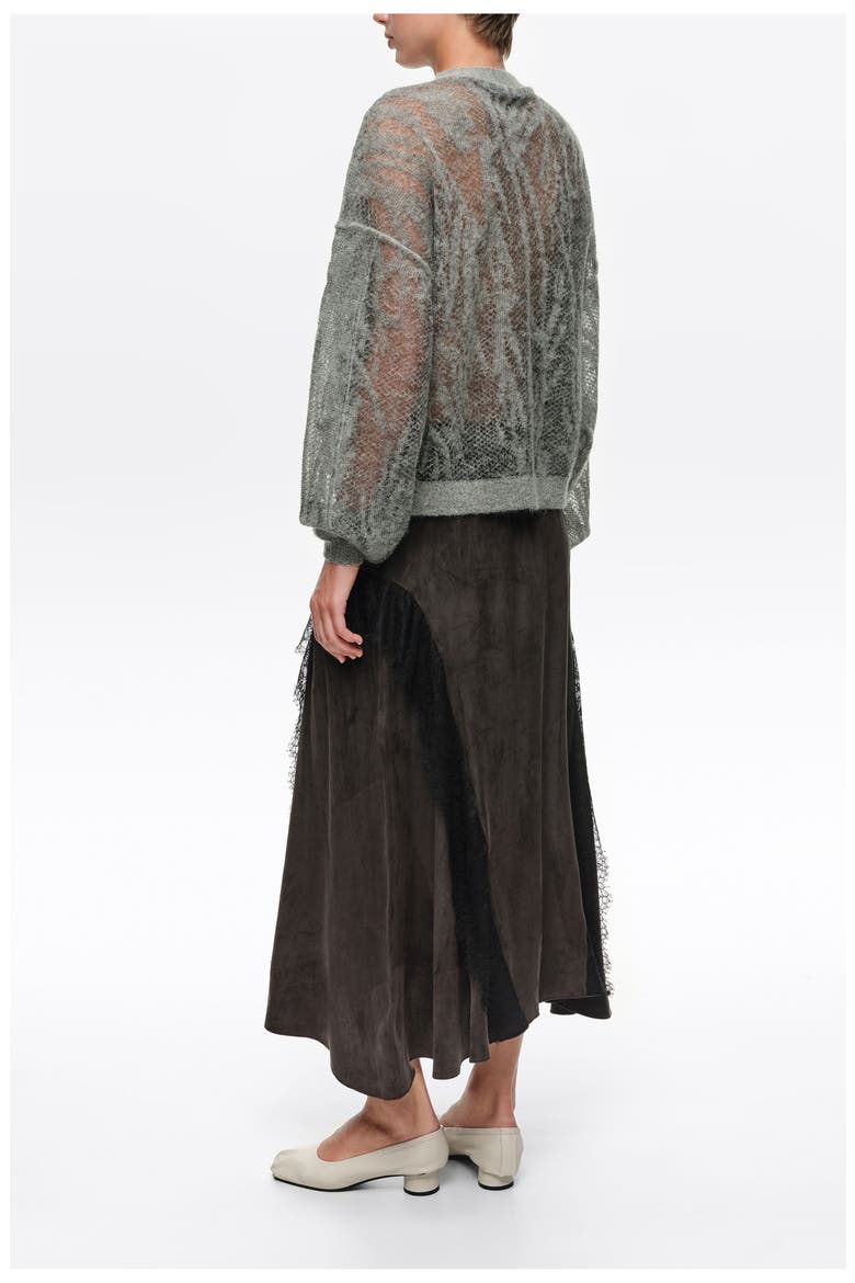 Mohair Openwork Cardigan, Alternate, color, MELANGE GREY