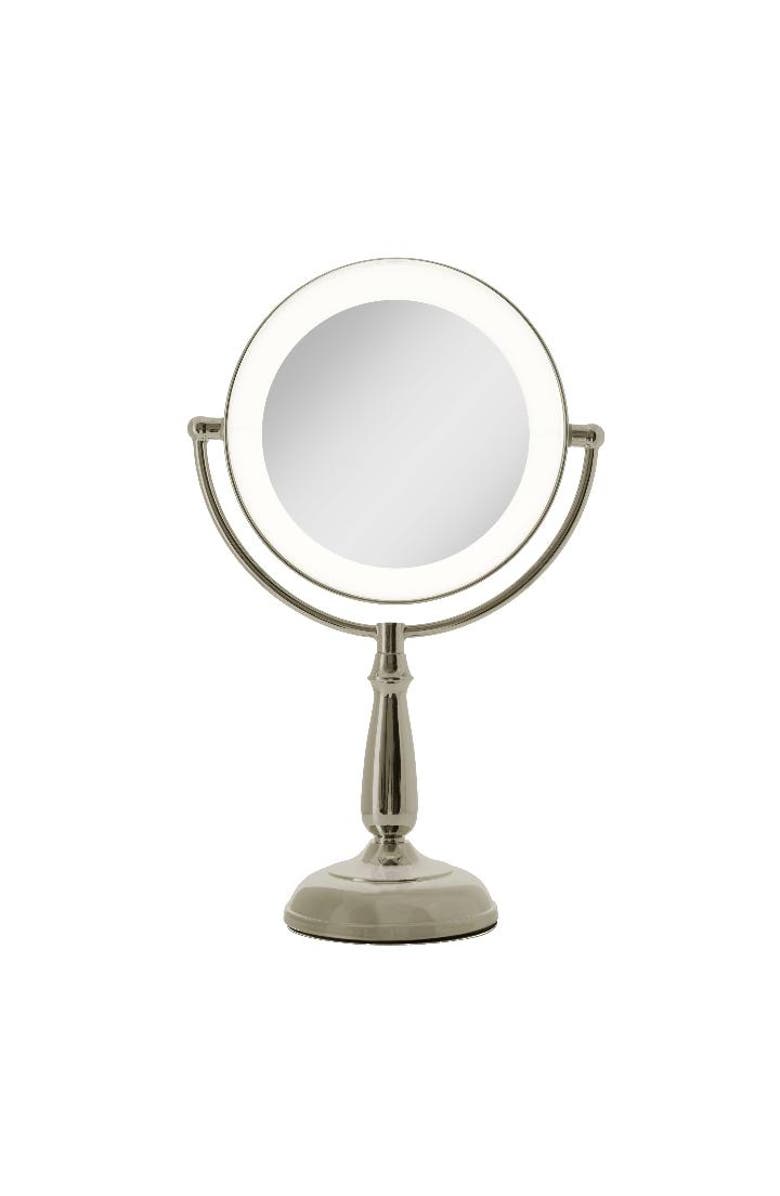 Zadro Lighted Makeup Mirror with 10X/1X Magnification & Touch Base Controls, Main, color, Polished Nickel