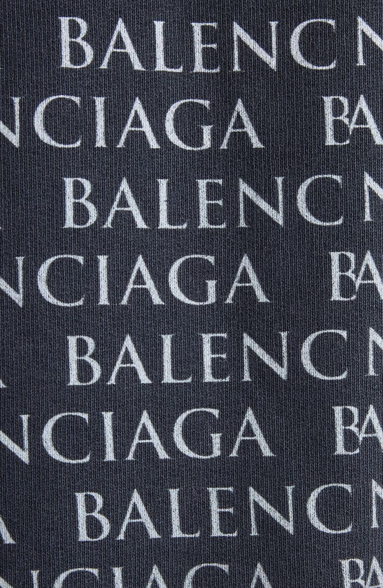 Balenciaga Big B Logo Embroidered Full Zip Dry Fleece Hoodie, Alternate, color, 6552 Washed Black 2/ White