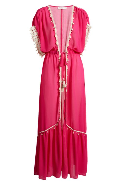 Shop Ramy Brook Nikolai Shell Trim Maxi Cover-up Dress In Perfect Pink