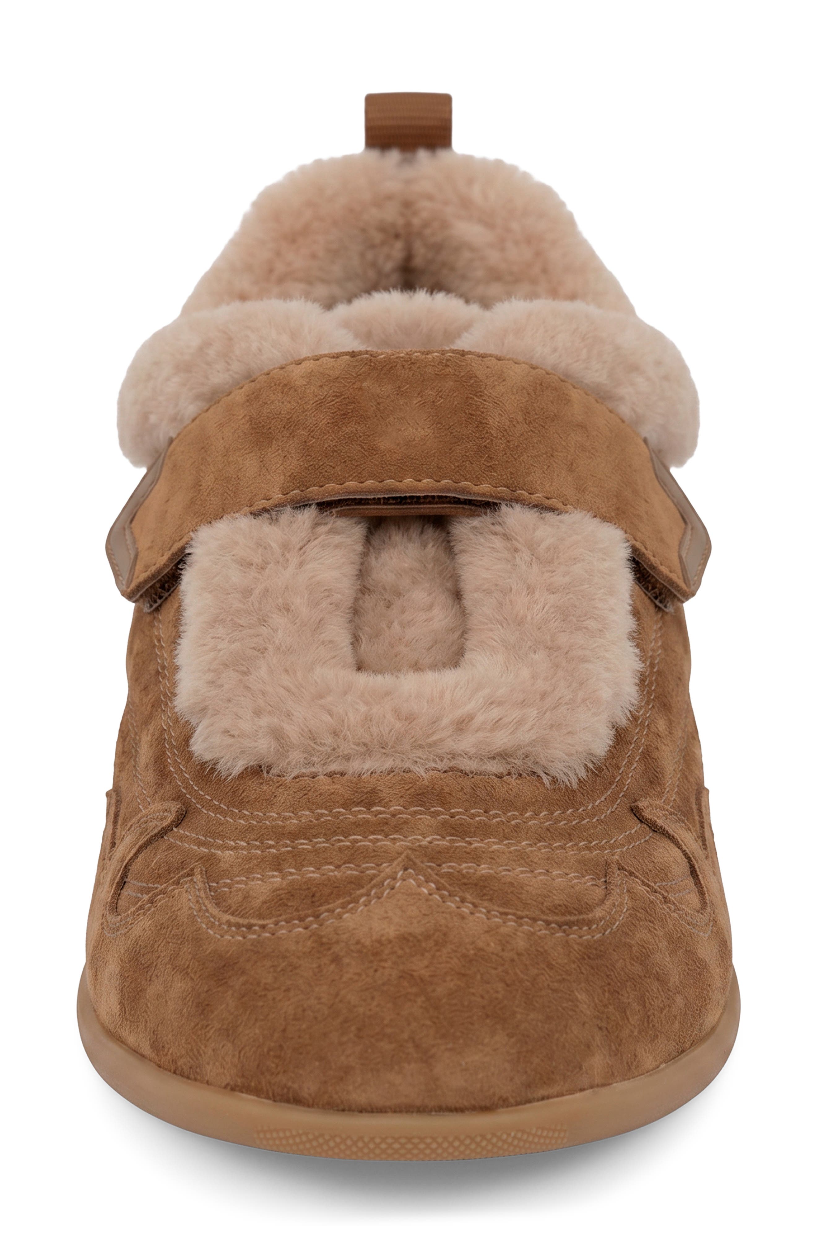 Magda Leather & Faux Fur Mary Jane Sneaker, Alternate, color, CHESTNUT