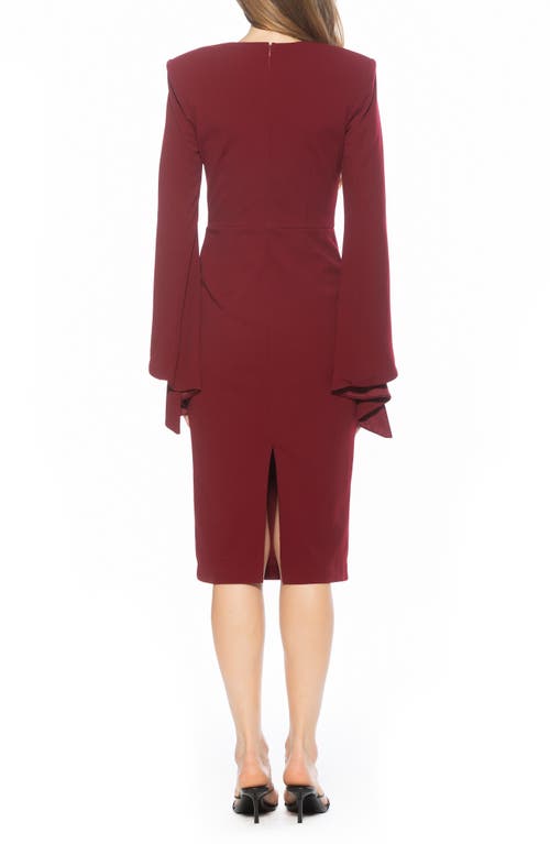 Alexia Admor Brooklyn Long Sleeve Sheath Dress In Burgundy