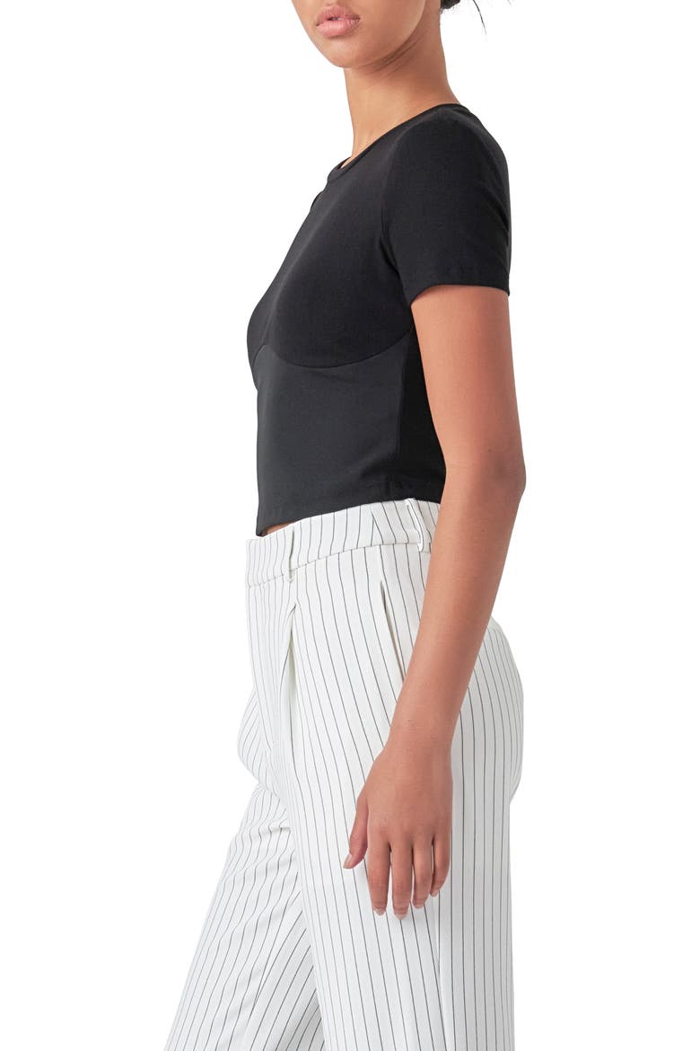 Crop Bustier T-Shirt, Alternate, color, BLACK