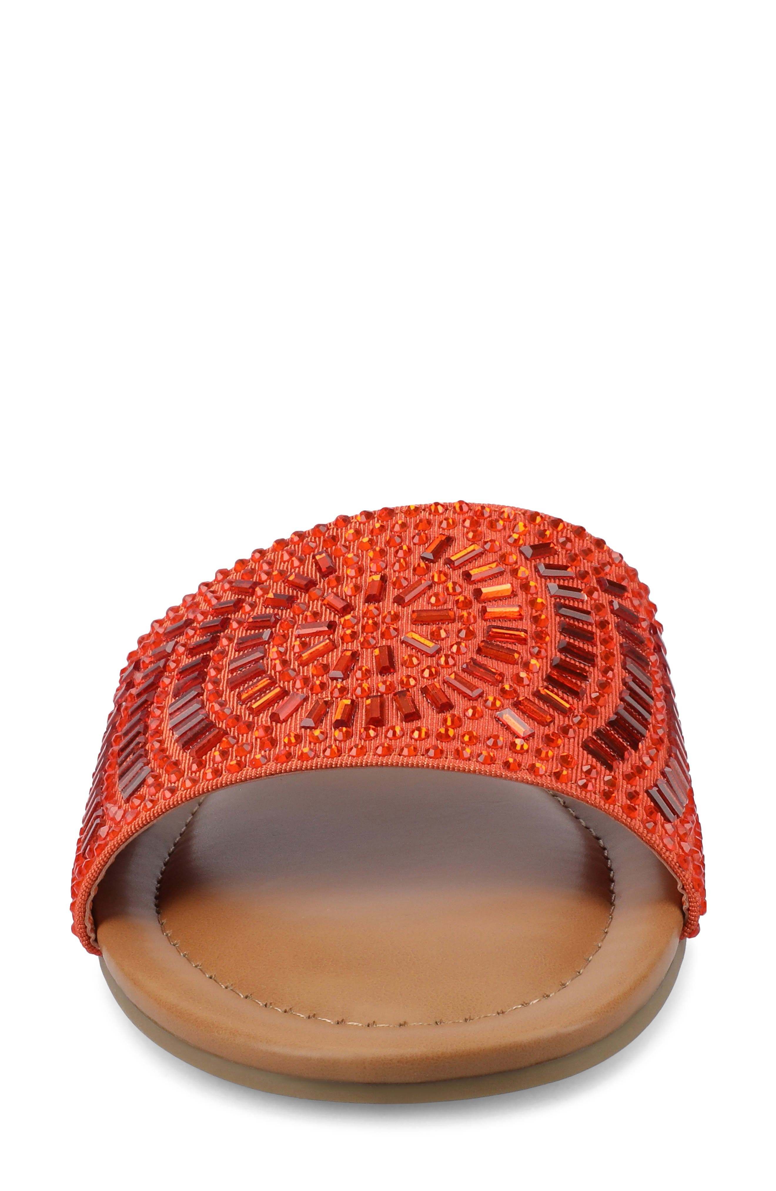 Maria Crystal Embellished Slide Sandal, Alternate, color, ORANGE