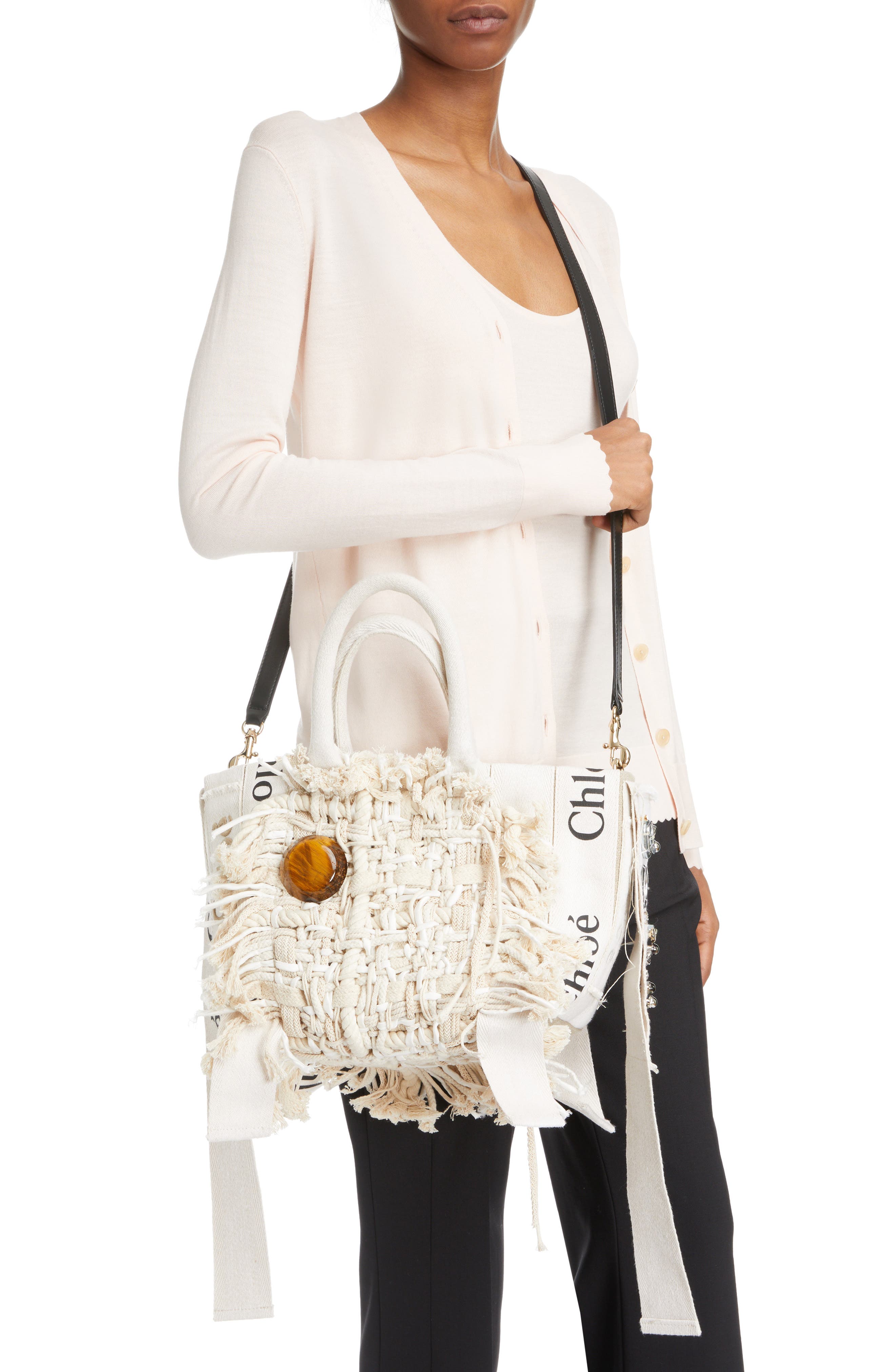 Chloé Medium Woody Woven Patch Tote, Alternate, color, 