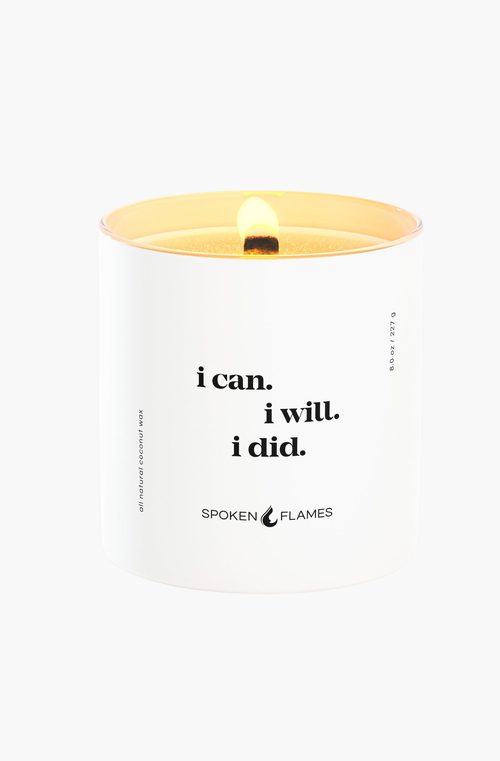 Spoken Flames I Can. I Will. I Did. Candle In White