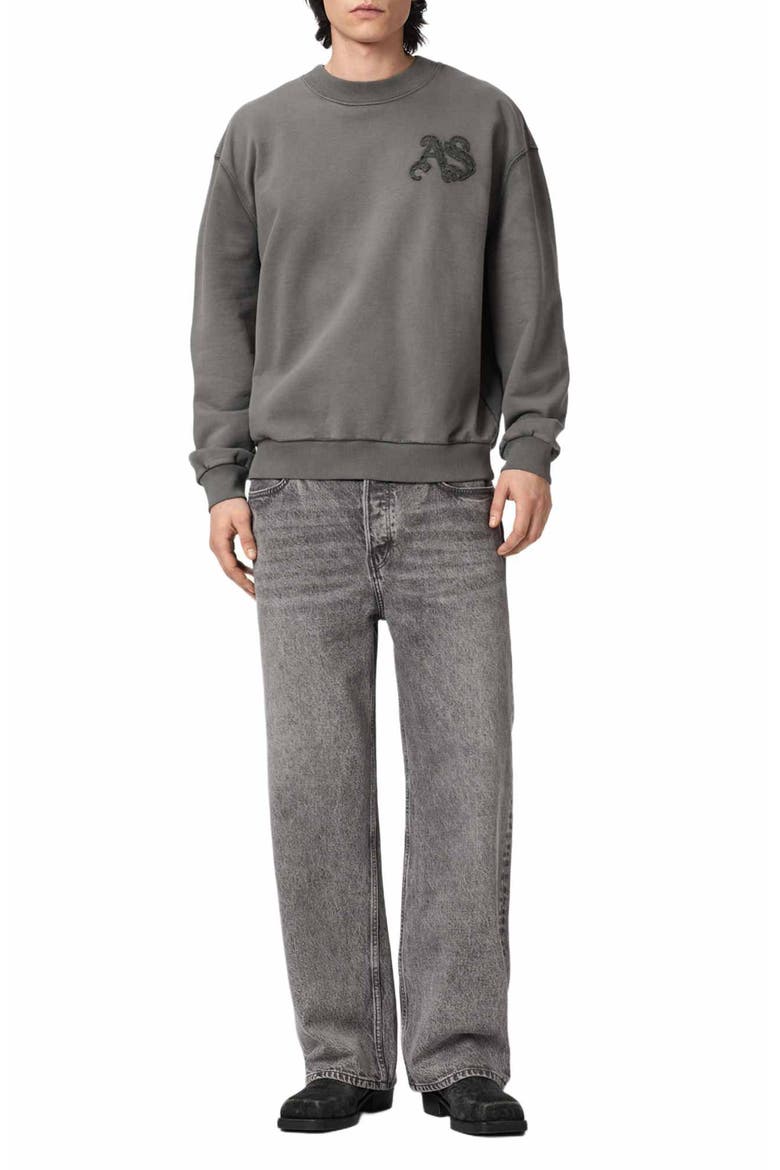 Insignia Graphic Appliqué Cotton Sweatshirt, Alternate, color, WASHED BLACK