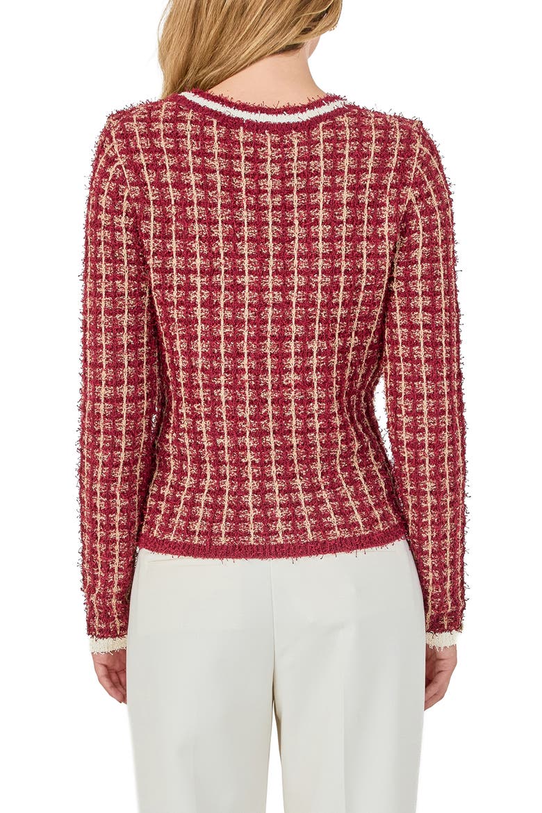Texture Check Sweater, Alternate, color, MERLOT MULTI