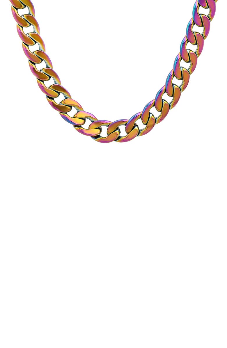 STEELTIME Multicolored Stainless Steel Chain Link Necklace, Alternate, color, Multi