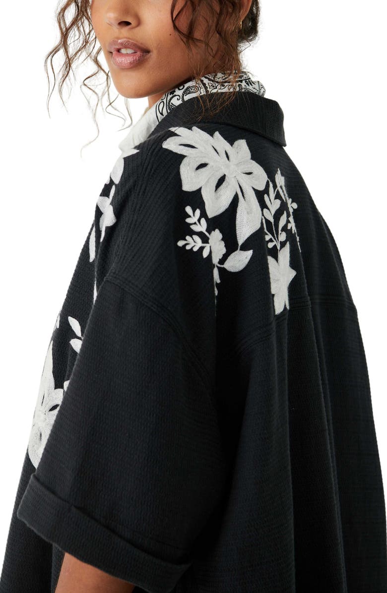 Free People Flowers Embroidered Shirt, Alternate, color, 