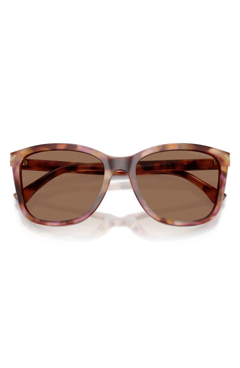 Emporio Armani 56mm Gradient Square Sunglasses, Alternate, color, Shiny Havana Red / Dark Brown