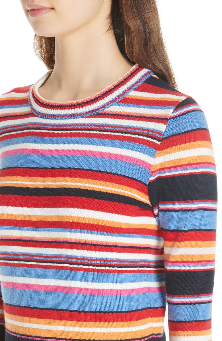 Tory Burch Kit Stripe Scoop Neck Sweater, Alternate, color, 