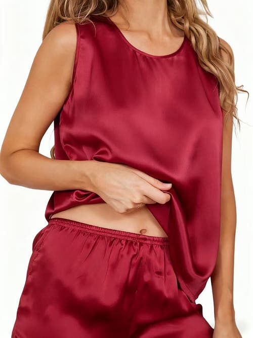 Silksilky Pure Silk Pajama Set 2pcs In Burgundy