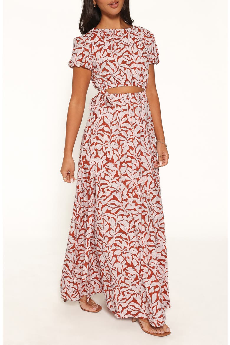 Toria Floral Cutout Cotton Maxi Dress, Alternate, color, RED FLORAL