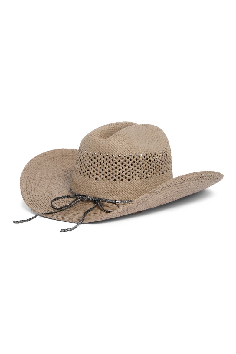 Stone Trim Straw Cowboy Hat, Alternate, color, TAUPE