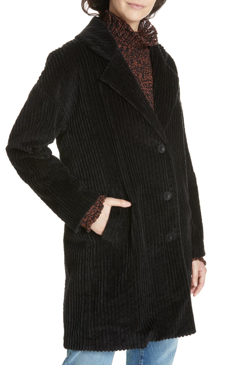 Organic Cotton Corduroy Coat, Alternate, color, BLACK