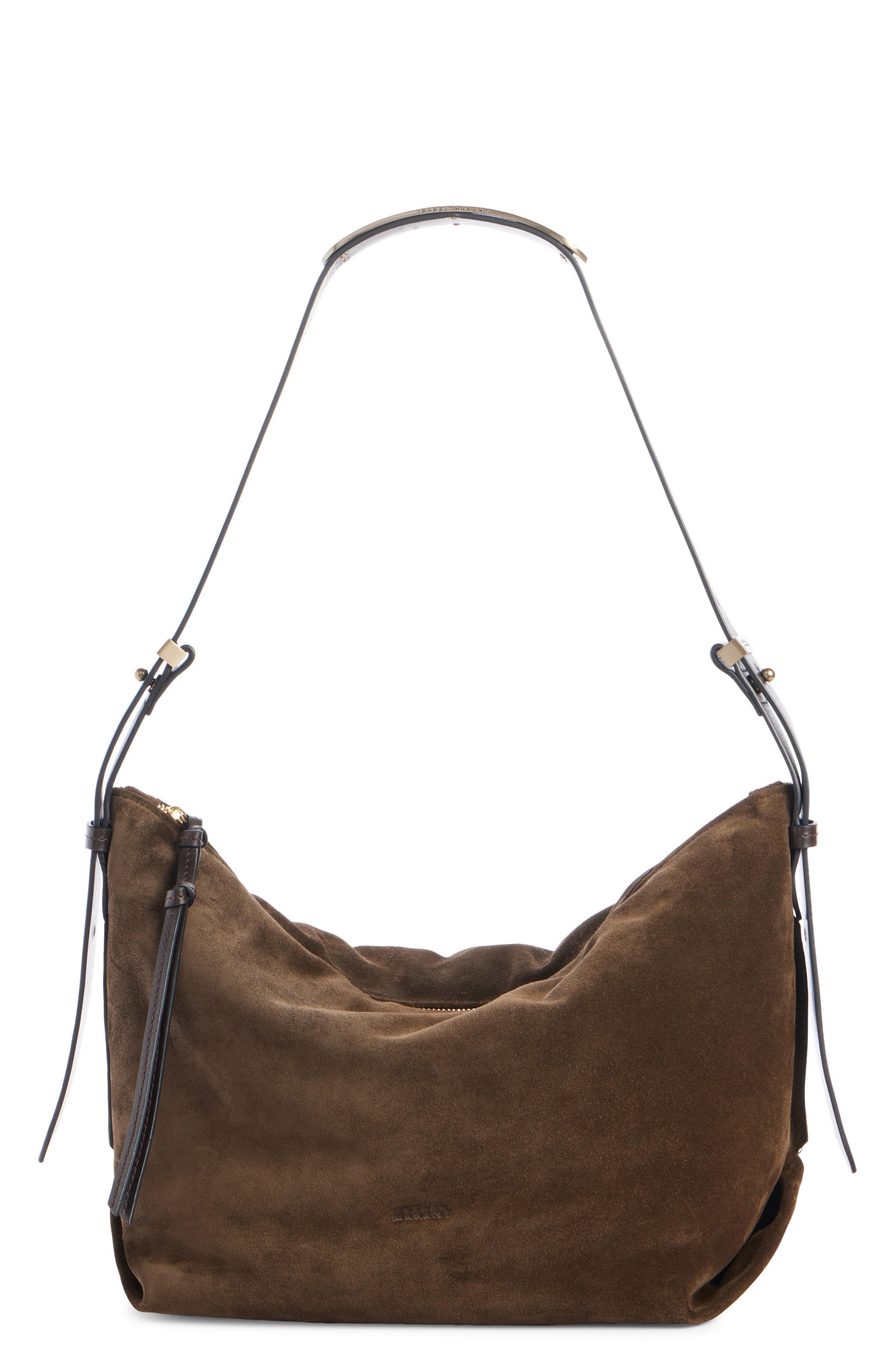 Isabel Marant Leyden Suede Hobo Bag, Main, color, 