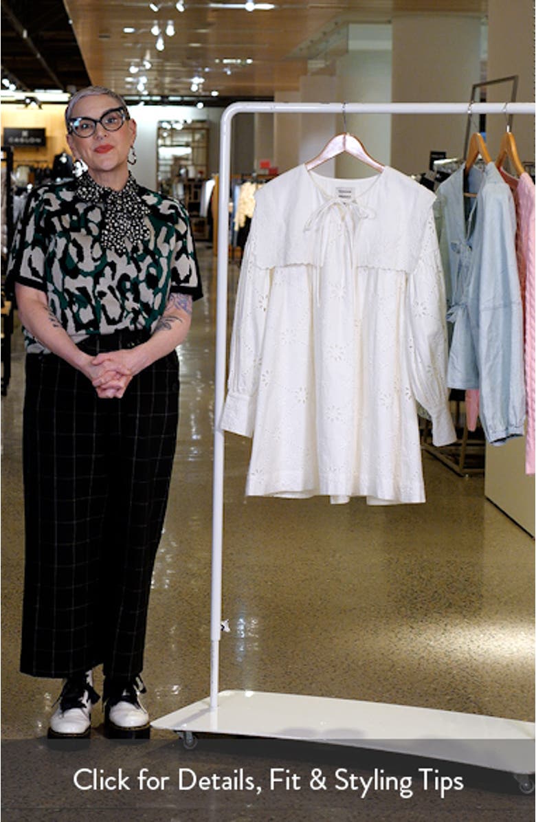 Damson Madder Cassidy Long Sleeve Organic Cotton Eyelet Minidress