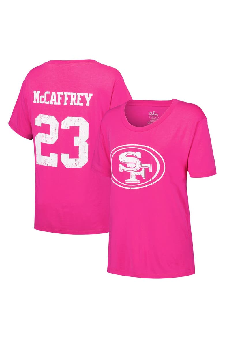 Women's Majestic Threads Christian McCaffrey Pink San Francisco 49ers Name & Number T-Shirt, Alternate, color, Pink