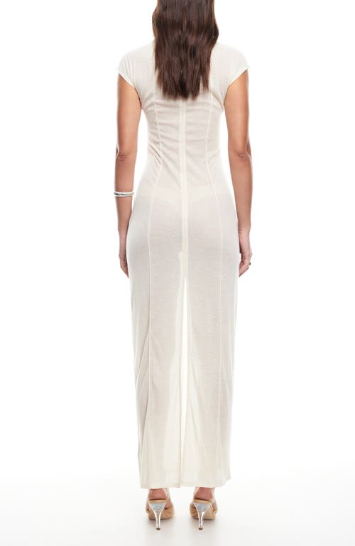 Lioness Redefined Exposed Seam Semisheer Maxi Dress In Cream