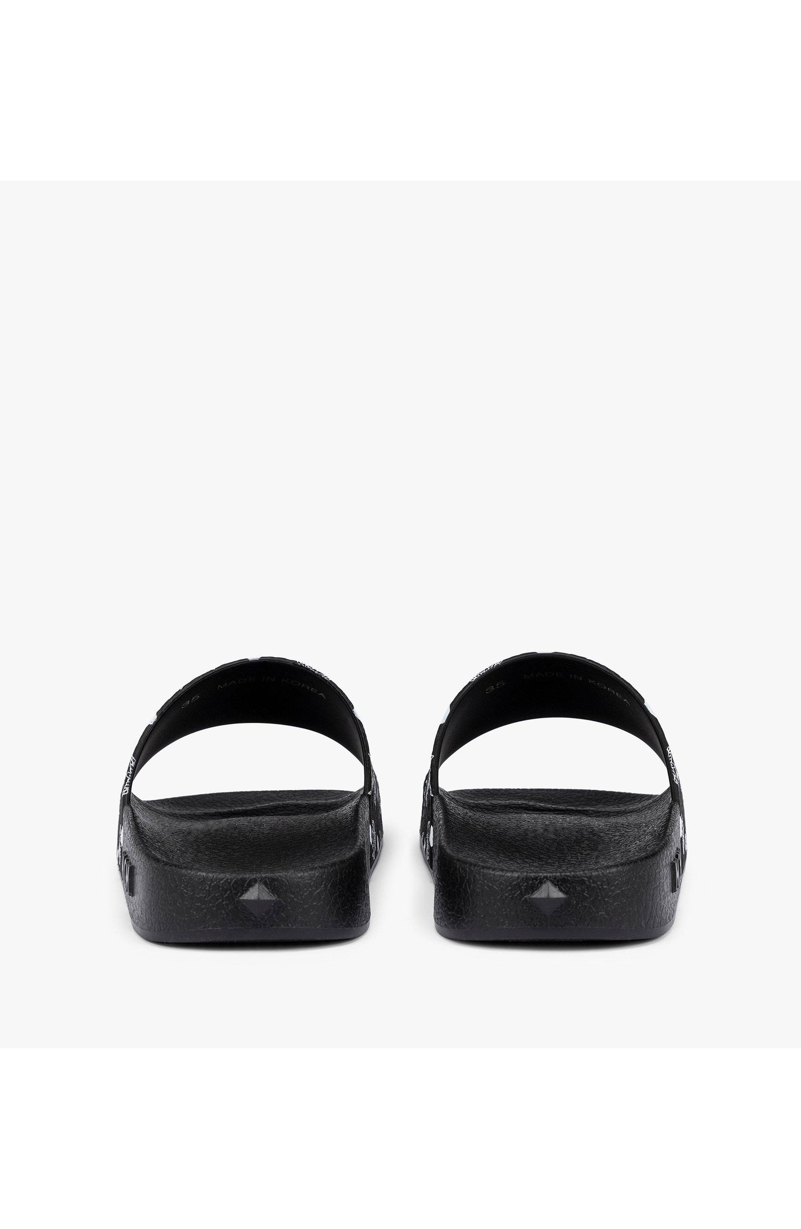 Monogram Print Rubber Slides, Alternate, color, Black