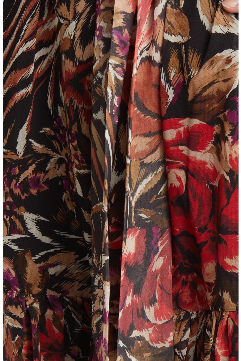 Sami Floral Ruffle Balloon Sleeve Chiffon Dress, Alternate, color, BLACK MULTI