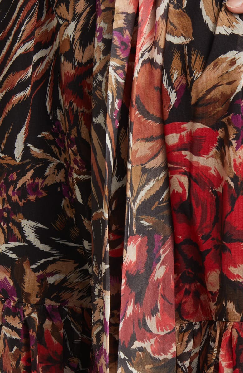 KOBI HALPERIN Sami Floral Ruffle Balloon Sleeve Chiffon Dress, Alternate, color,