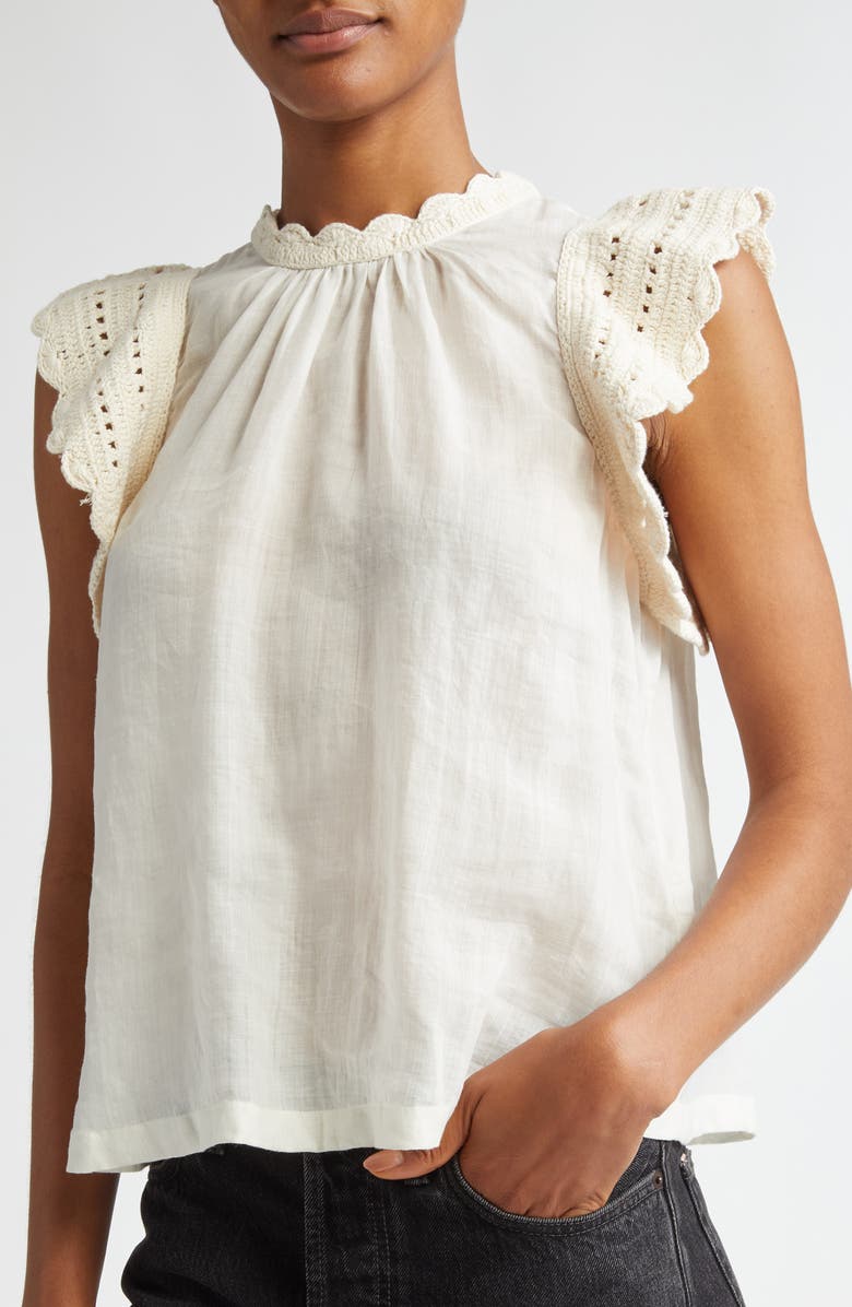 Ulla Johnson Kai Mixed Media Ramie Top, Alternate, color, Pristine