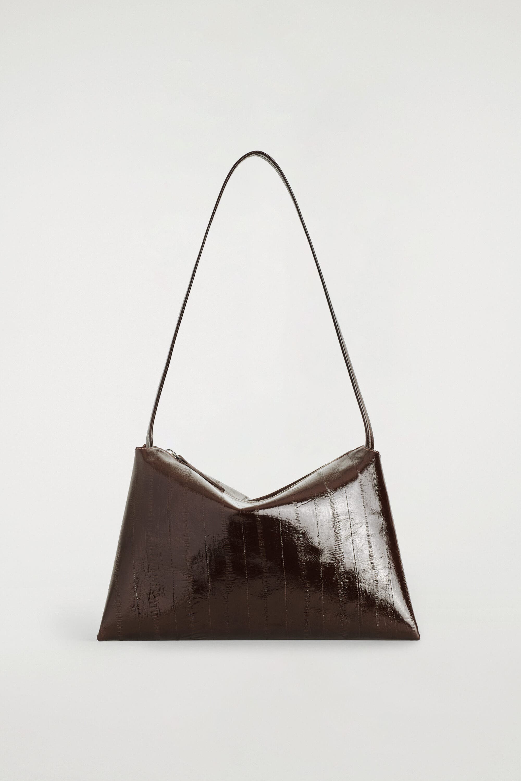 Pavilion Shoulder Bag - Eel-effect Leather, Main, color, BROWN