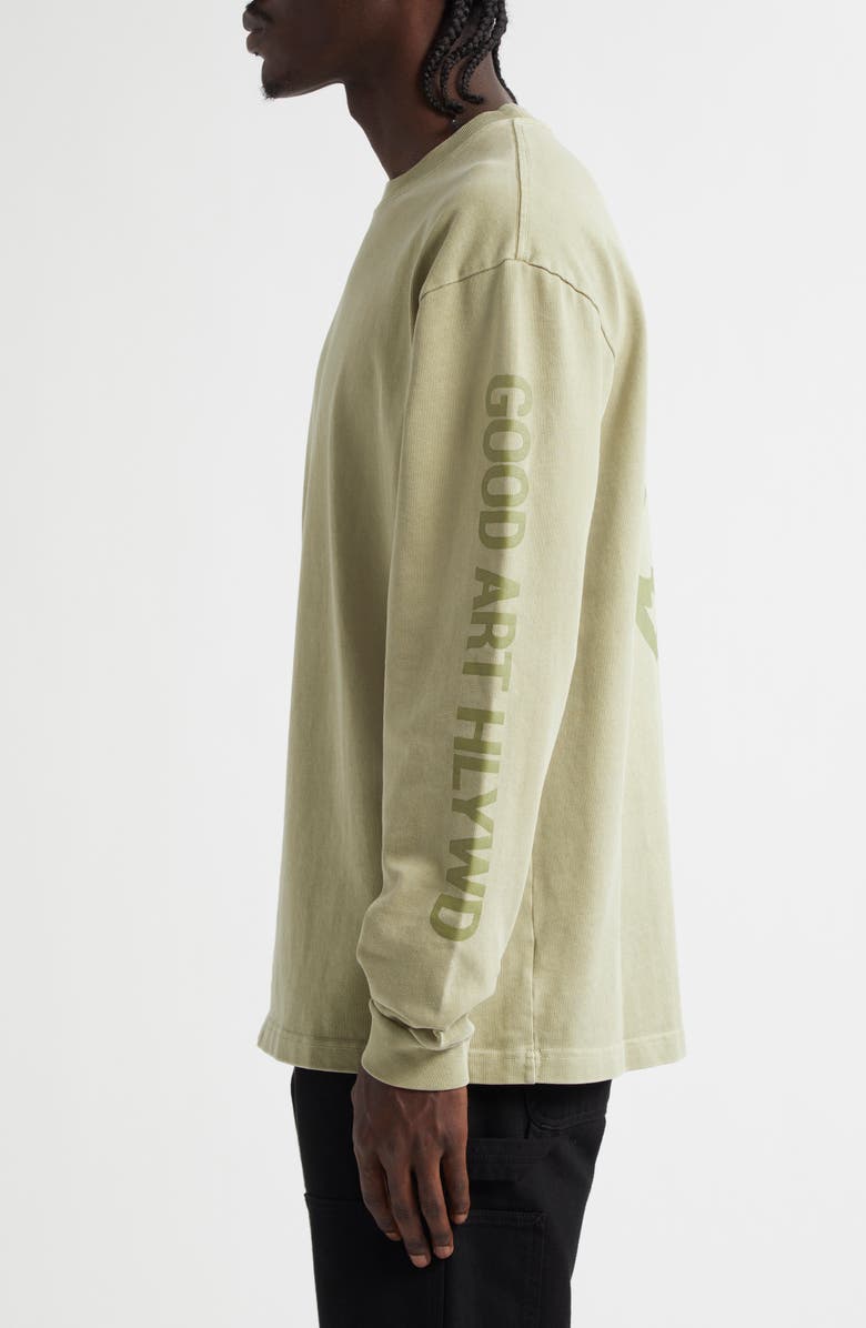 Good Art Hlywd Heavyweight Long Sleeve Crewneck Graphic T-Shirt, Alternate, color, Sage