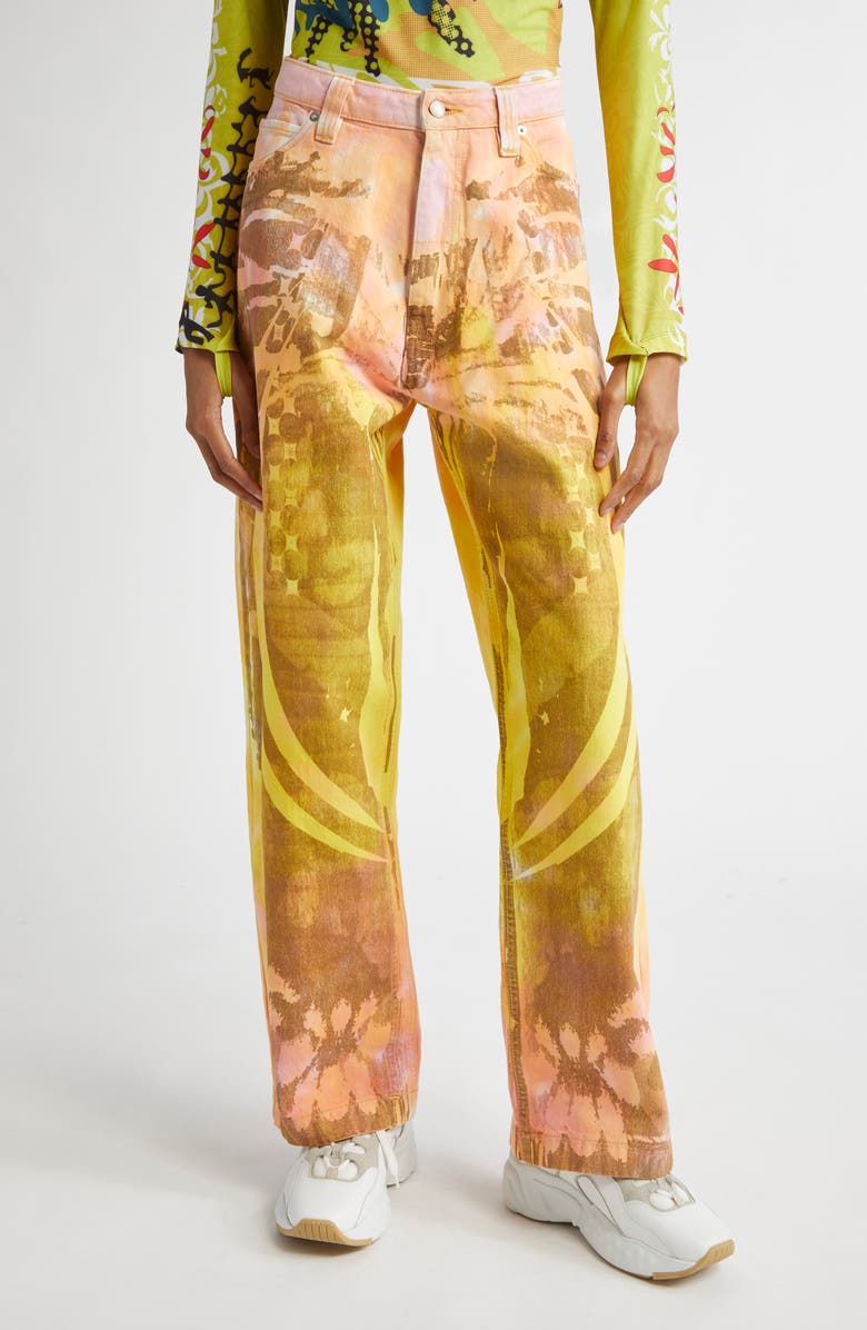 Paolina Russo Tie Dye Baggy Jeans, Main, color, Mosaic