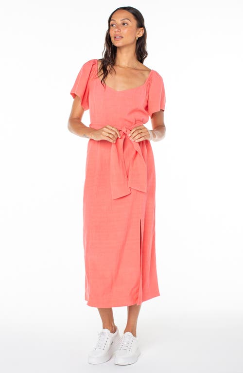 Roxy Bungalow Bliss Tie Back Midi Dress In Sugar Coral Solid