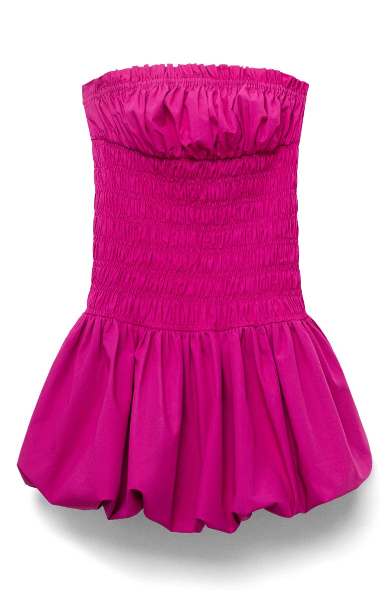 MANGO Strapless Bubble Hem Minidress, Alternate, color, Fuchsia