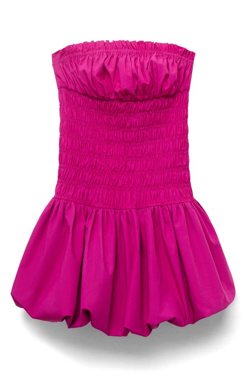 Mango Strapless Bubble Hem Minidress In Metallic