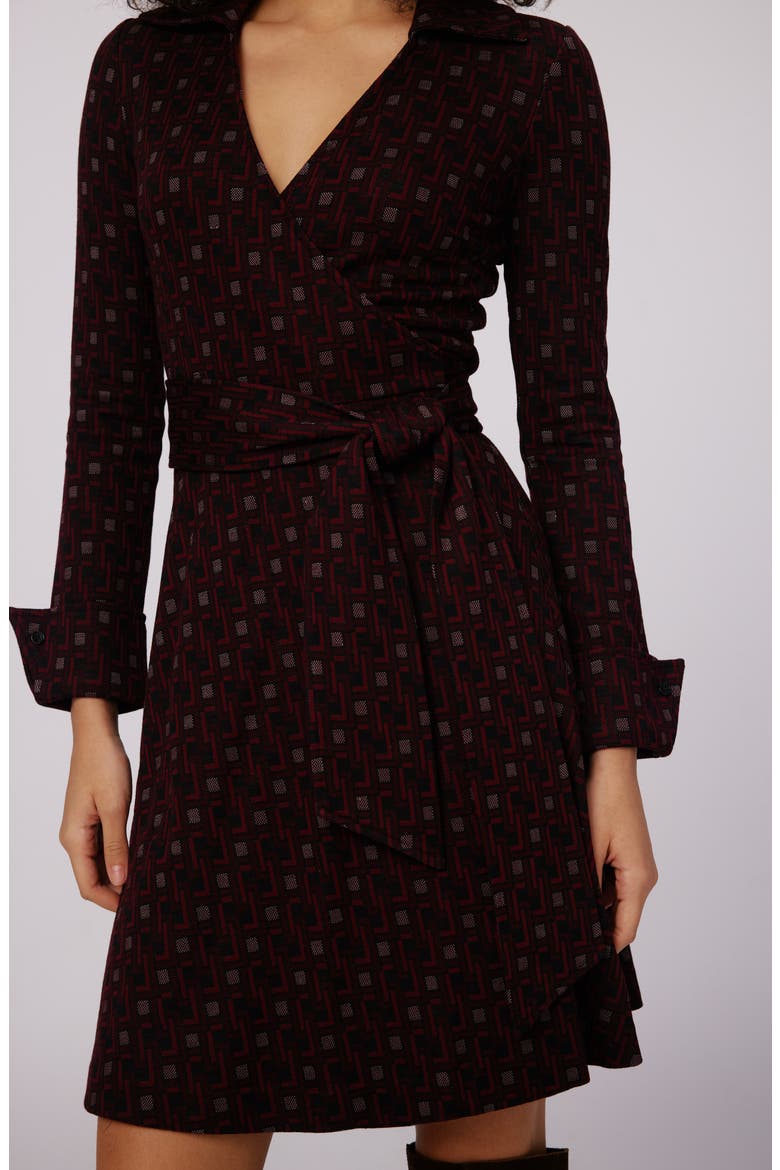 Sofia Long Sleeve Faux Wrap Minidress, Alternate, color, VINYL LINKS PLUM SM