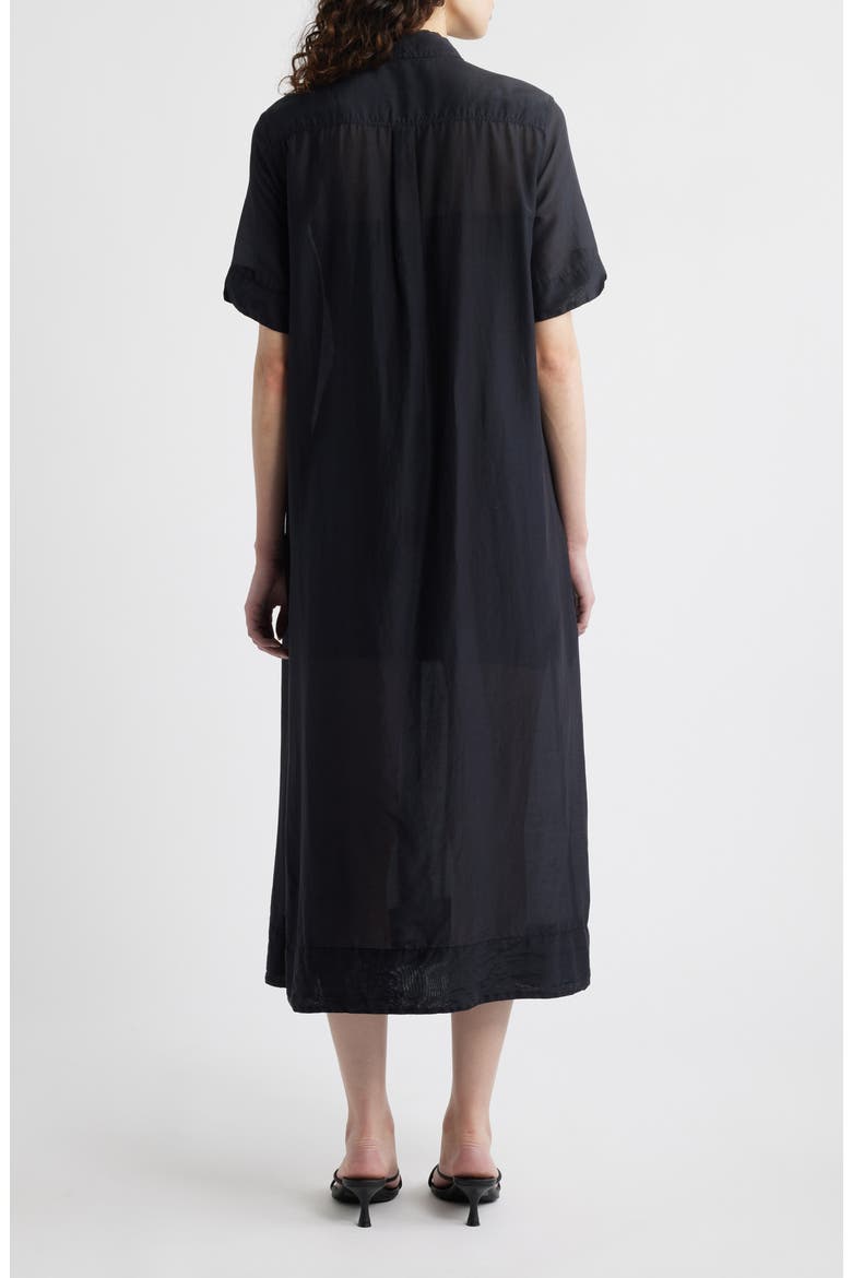 Cotton & Silk Shirtdress, Alternate, color, BLACK
